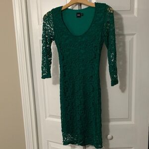 ASOS Teal Lace Long Sleeve Dress